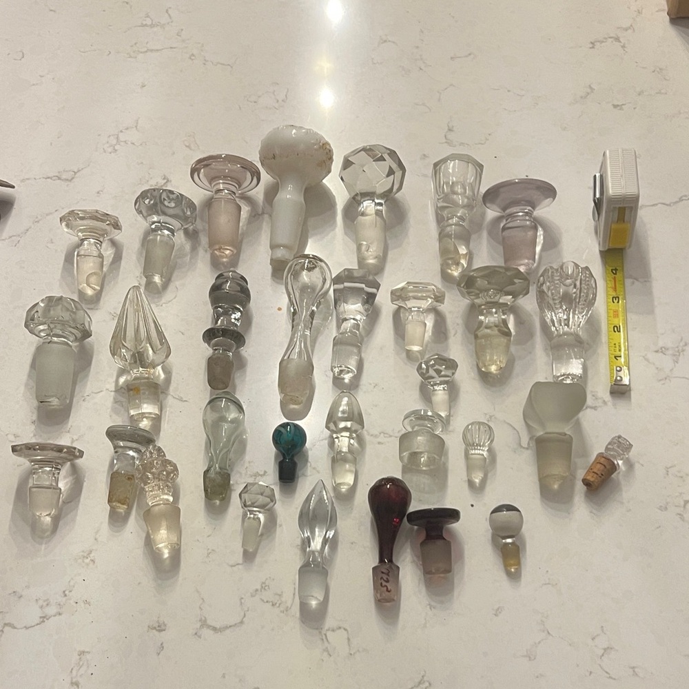 Vintage Lot of 31 Clear Glass Bottle Stopper Assortment